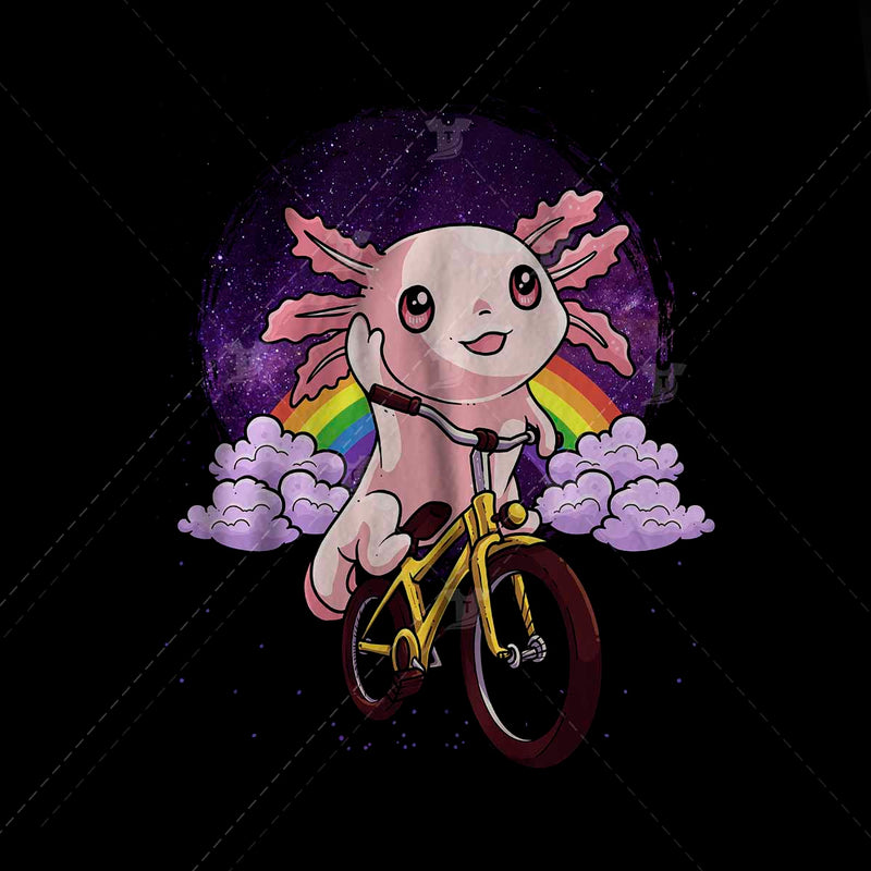 Axolotl riding bicycle