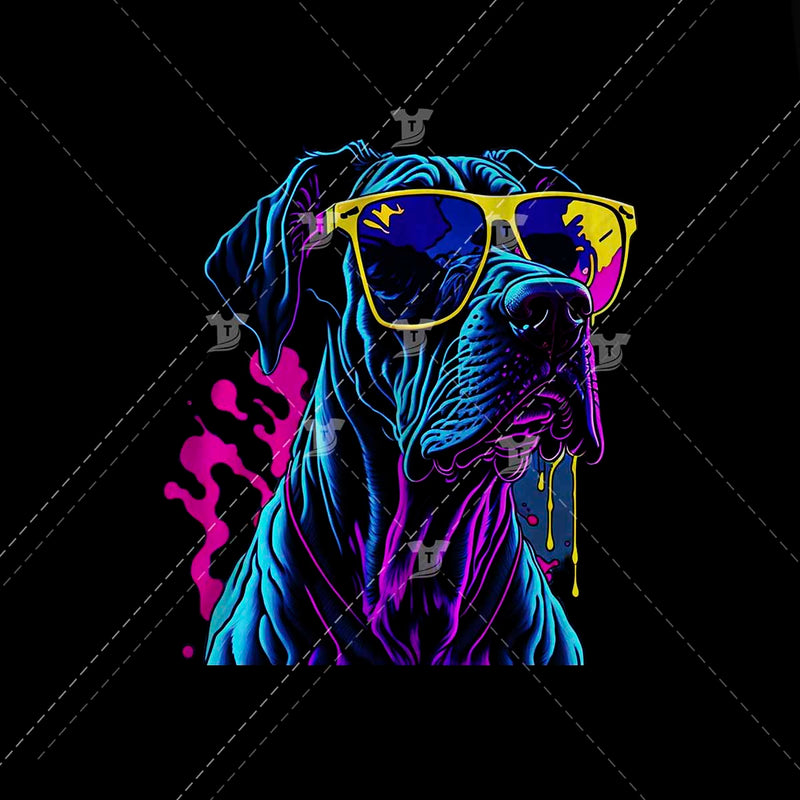 Colorful great dane with sunglasses
