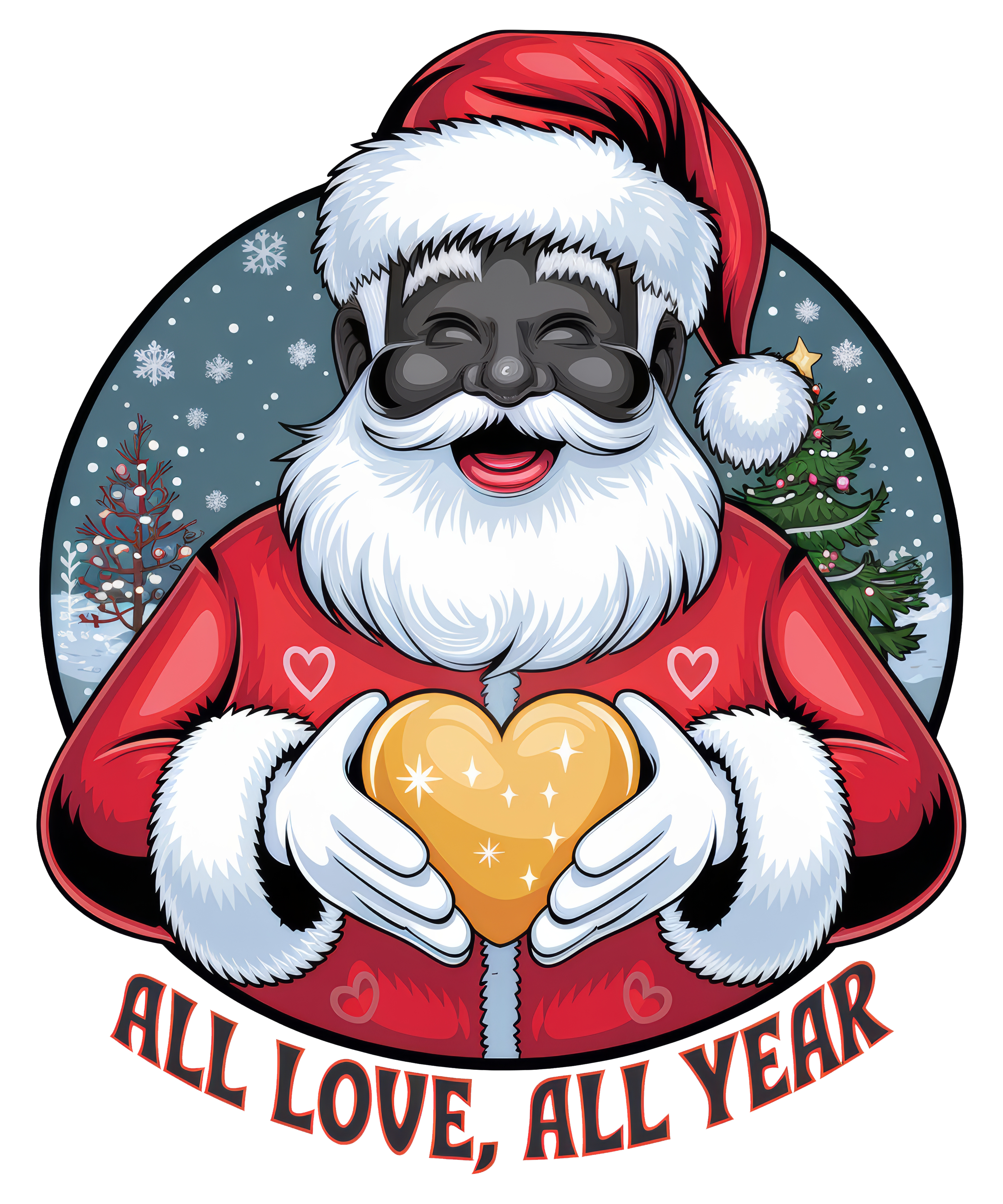 Digital file for All Love All Year, Santa Holding Heart