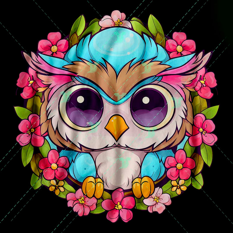 Cute owl with Flowers