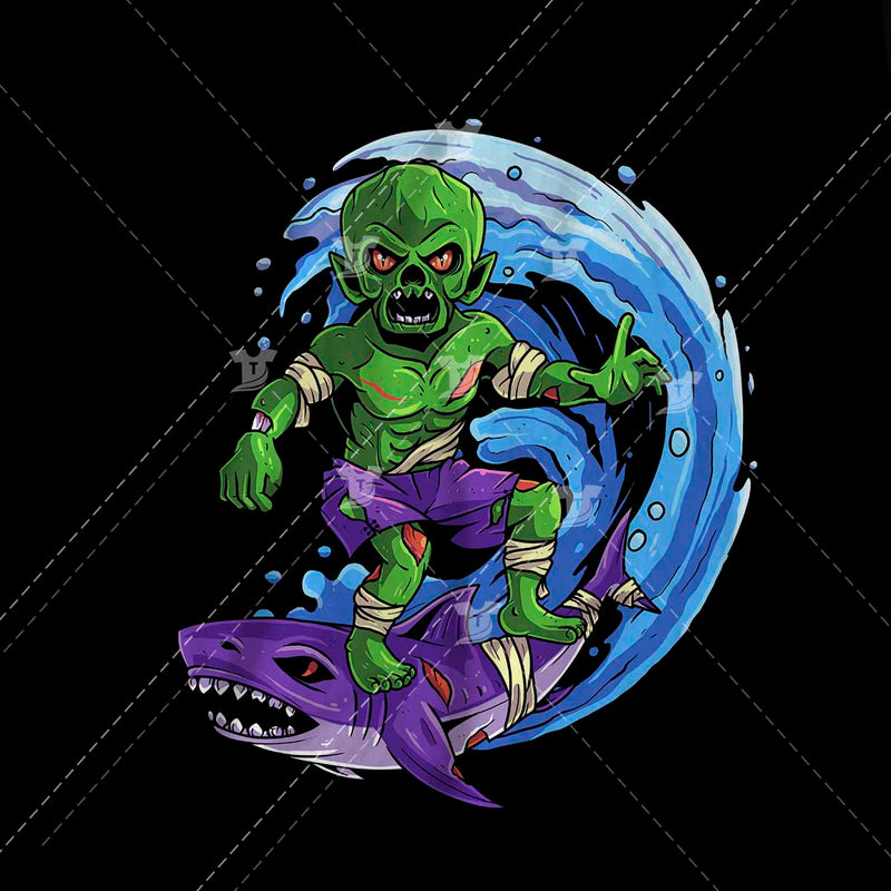 Zombie vacation/zombie surfing on shark(2 designs)