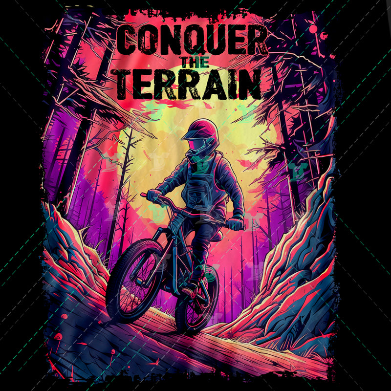 conquer the terrain mountain biker