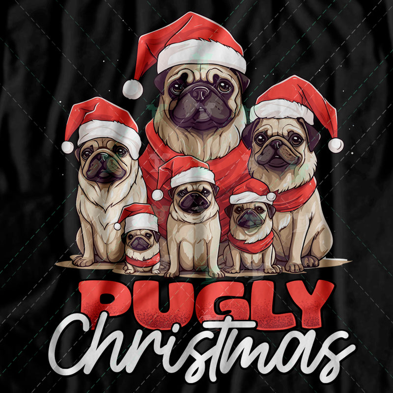 pugly christmas pug family