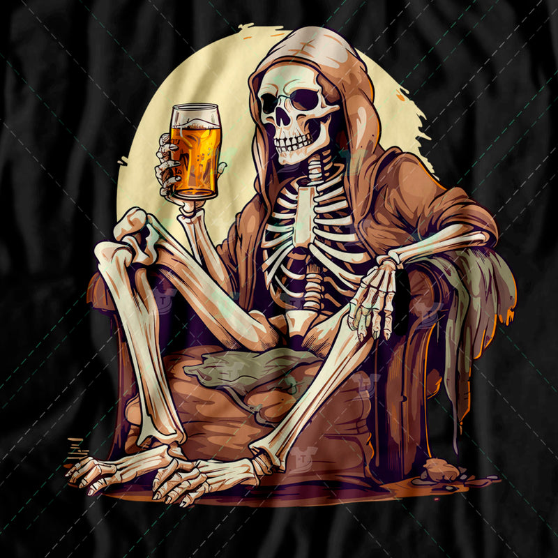 skeletn drinking beer