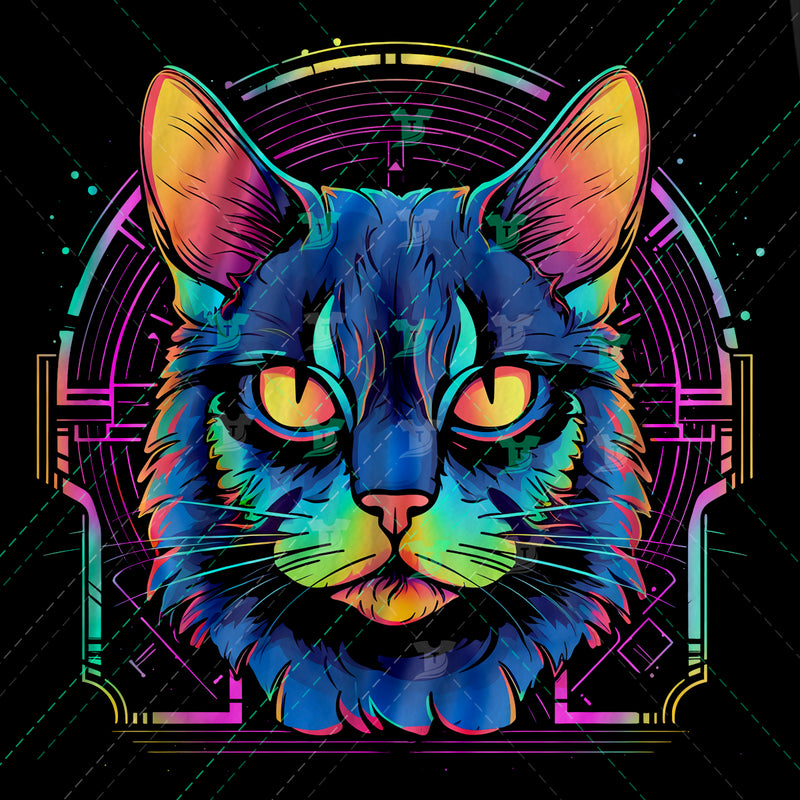 synthwave cat