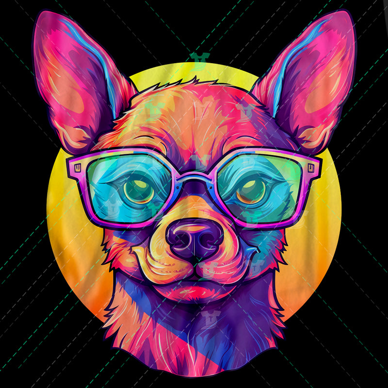 synthwave cute chihuahua