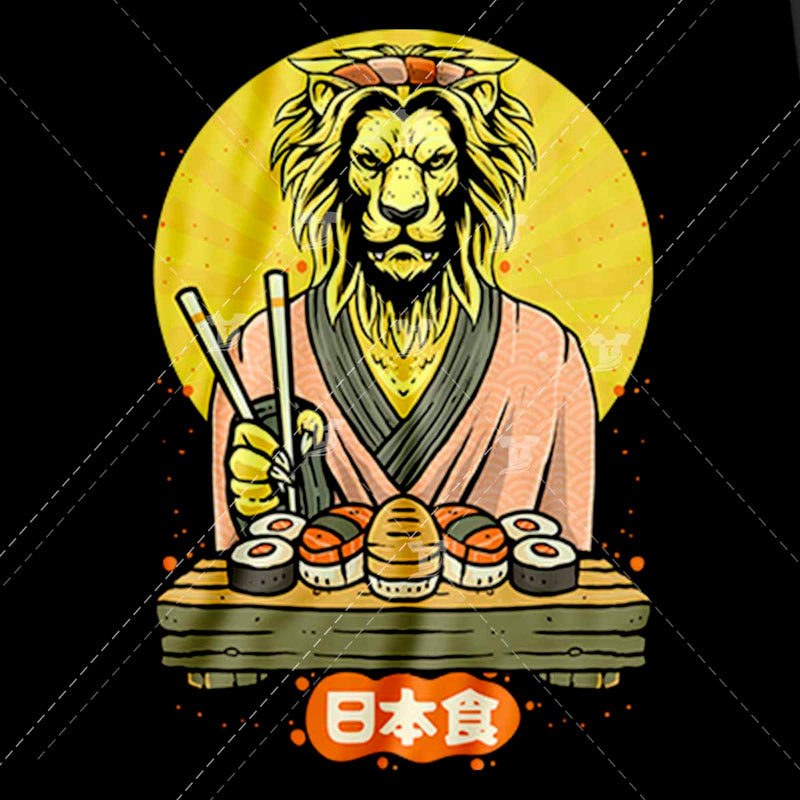 Sushi eating lion (2 designs)