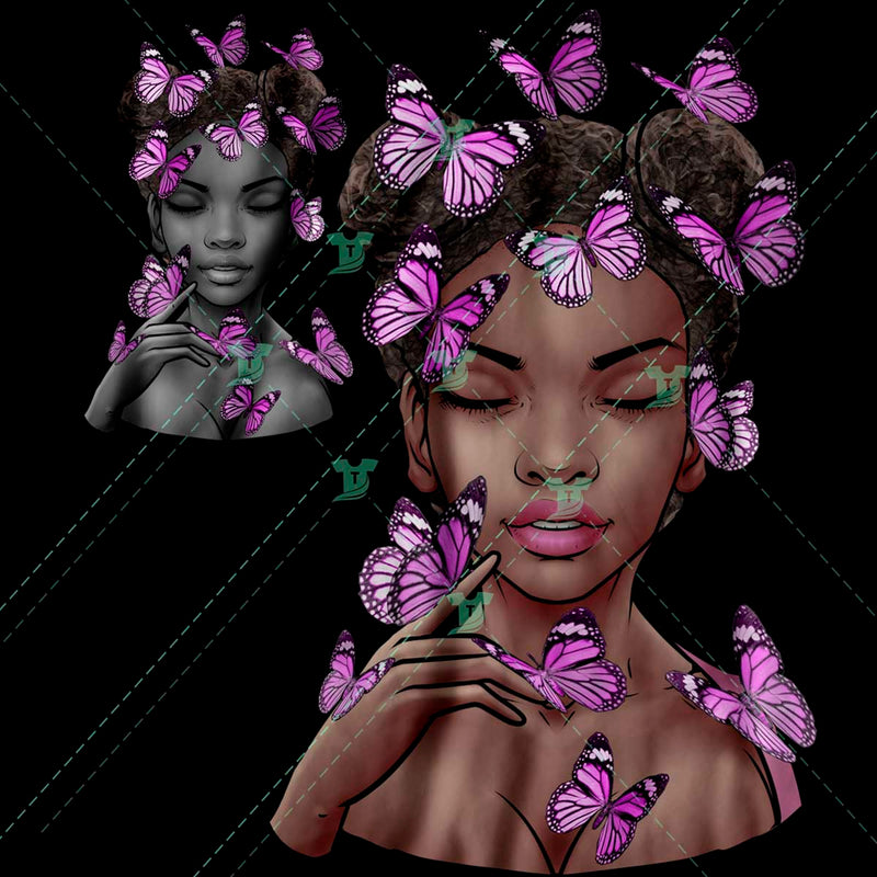 black girl with butterflies 2(2 versions)
