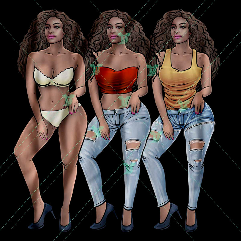 Black woman (3outfits 3 files)