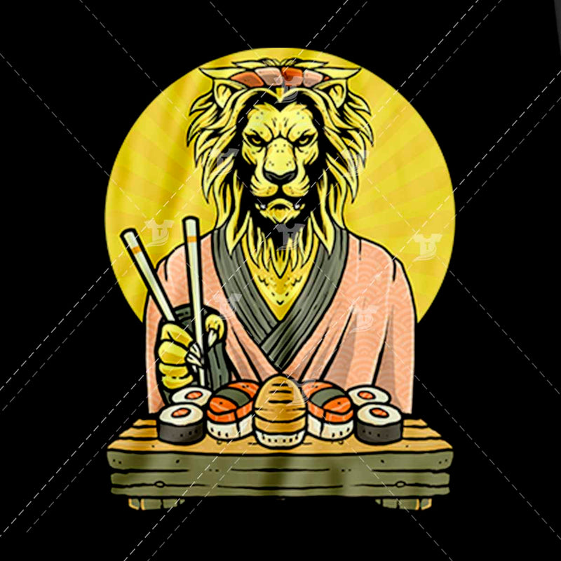 Sushi eating lion (2 designs)