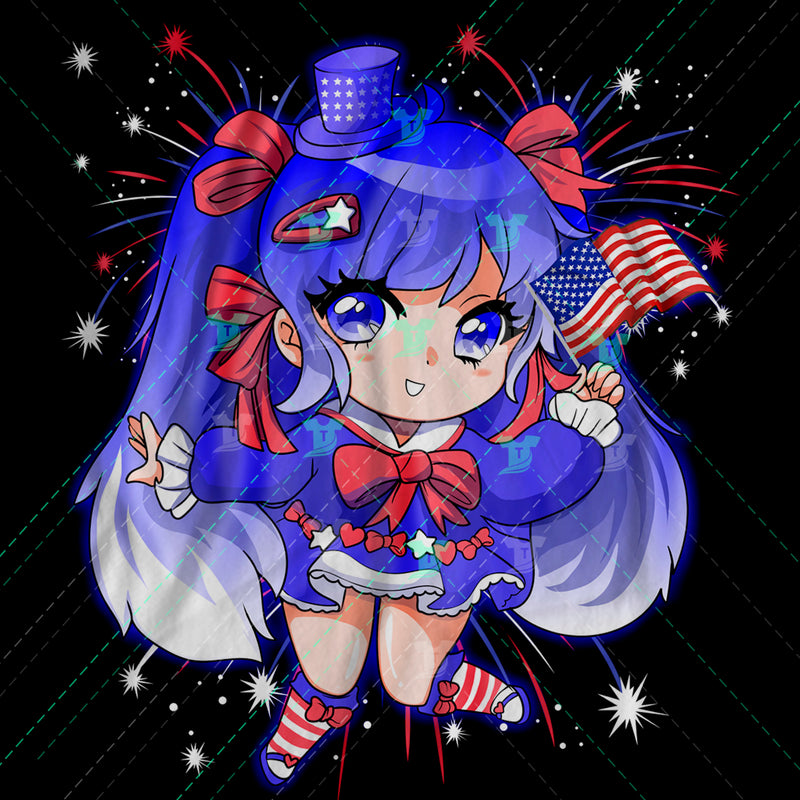 patriotic anime chibby girl