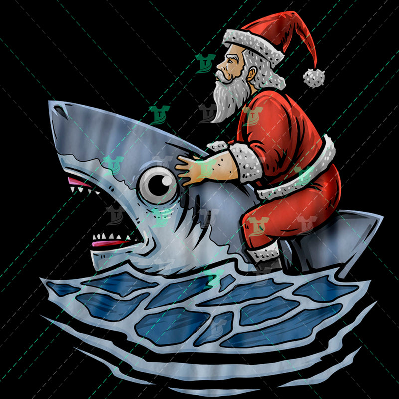 Santa riding shark