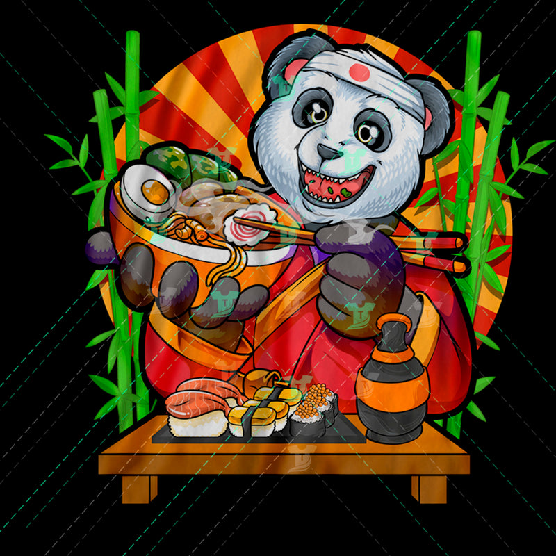 Panda eating ramen